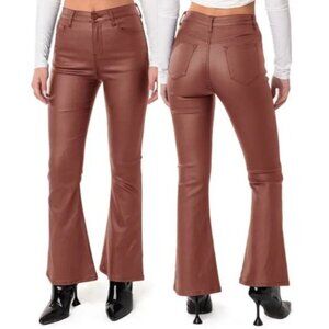 NWT Edikted Luna Faux Leather High Rise Y2K Festival 70s Flare Leg Pant Brown XS